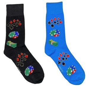Poker Night Casino Chips Lucky Aces Full House Straight Flush 2 Pair Men's Socks